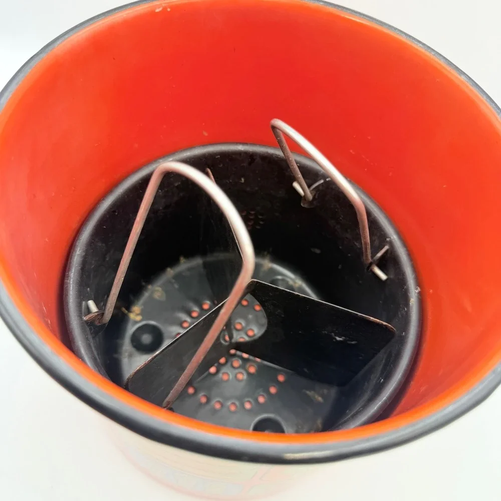 Vintage Orange Enamel Steamer Pot Retro Vegetable Graphic 3-Way Insert Lid